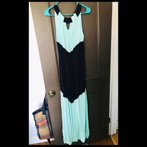 Sleeveless maxi dress navy and light blue size L